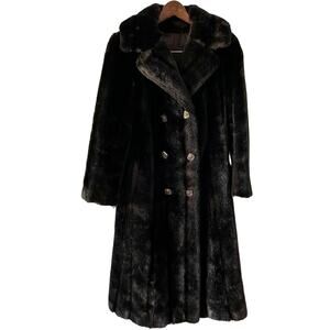 Vintage 60s/70s Tissavel France Faux Fur Long peacoat overcoat size S